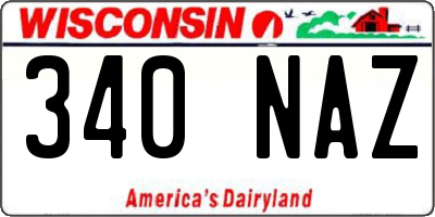 WI license plate 340NAZ