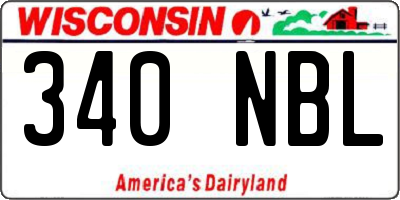 WI license plate 340NBL