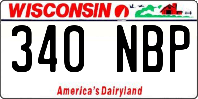 WI license plate 340NBP