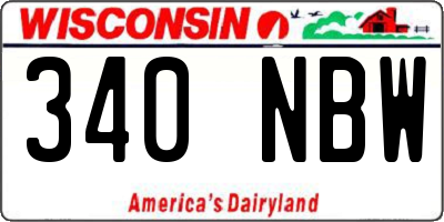WI license plate 340NBW