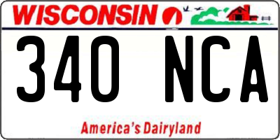 WI license plate 340NCA