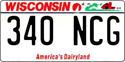 WI license plate 340NCG