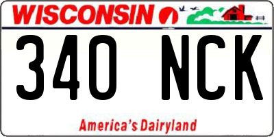 WI license plate 340NCK