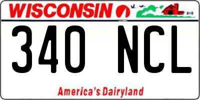 WI license plate 340NCL
