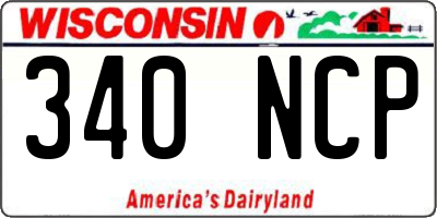 WI license plate 340NCP