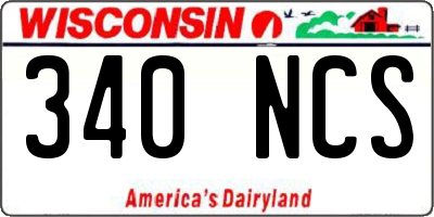 WI license plate 340NCS