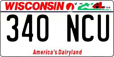 WI license plate 340NCU