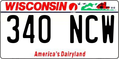 WI license plate 340NCW