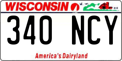 WI license plate 340NCY