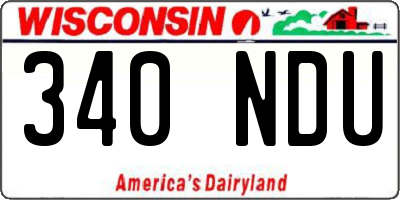 WI license plate 340NDU