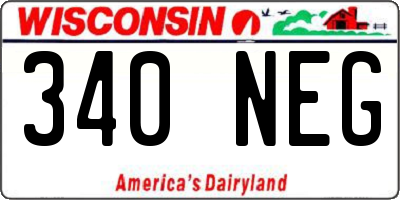WI license plate 340NEG
