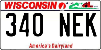 WI license plate 340NEK