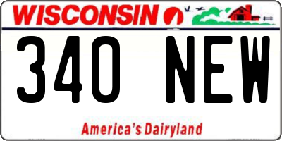 WI license plate 340NEW