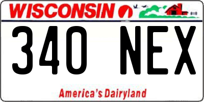 WI license plate 340NEX