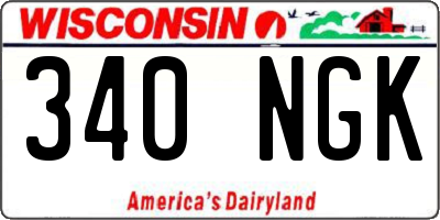 WI license plate 340NGK