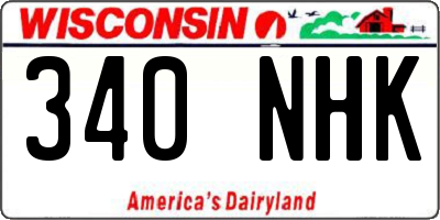 WI license plate 340NHK