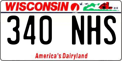 WI license plate 340NHS