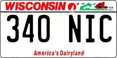 WI license plate 340NIC