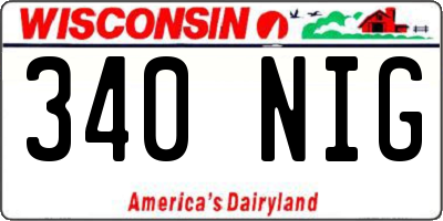 WI license plate 340NIG