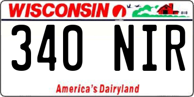 WI license plate 340NIR