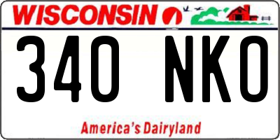 WI license plate 340NKO