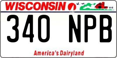 WI license plate 340NPB
