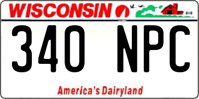 WI license plate 340NPC