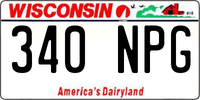 WI license plate 340NPG