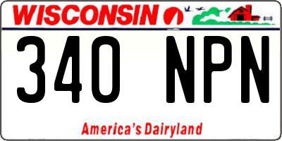 WI license plate 340NPN