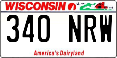 WI license plate 340NRW