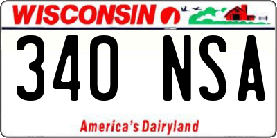 WI license plate 340NSA