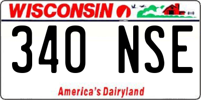 WI license plate 340NSE
