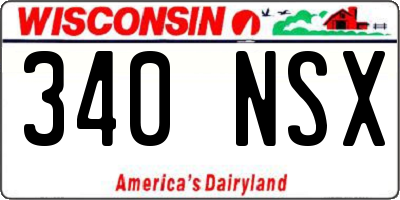 WI license plate 340NSX