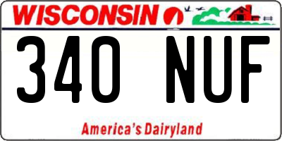 WI license plate 340NUF