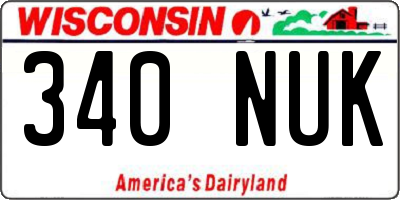 WI license plate 340NUK