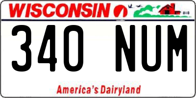 WI license plate 340NUM