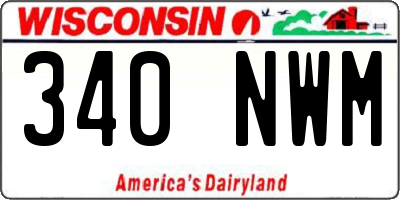 WI license plate 340NWM