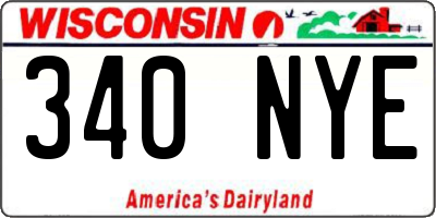 WI license plate 340NYE