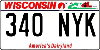 WI license plate 340NYK