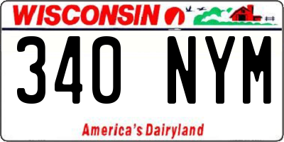 WI license plate 340NYM