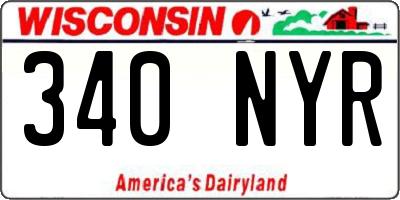 WI license plate 340NYR