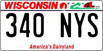 WI license plate 340NYS
