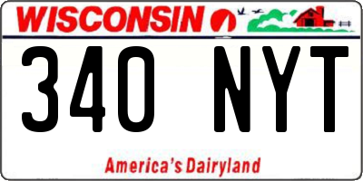 WI license plate 340NYT