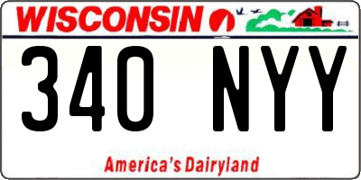WI license plate 340NYY