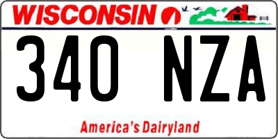 WI license plate 340NZA