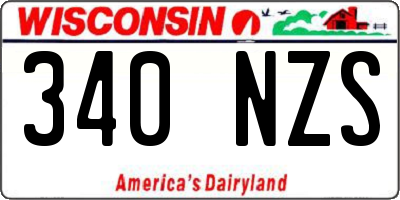 WI license plate 340NZS