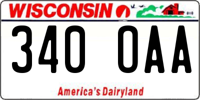 WI license plate 340OAA
