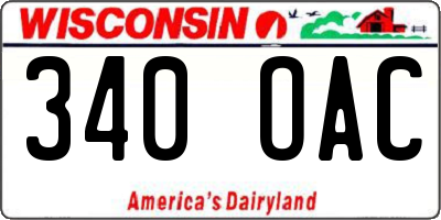 WI license plate 340OAC