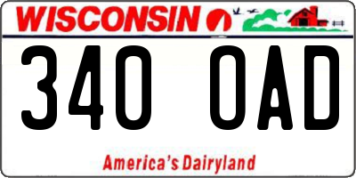 WI license plate 340OAD