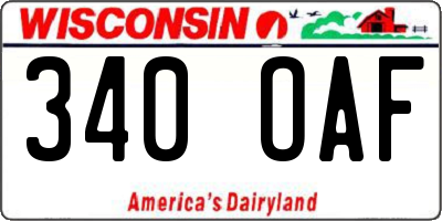 WI license plate 340OAF